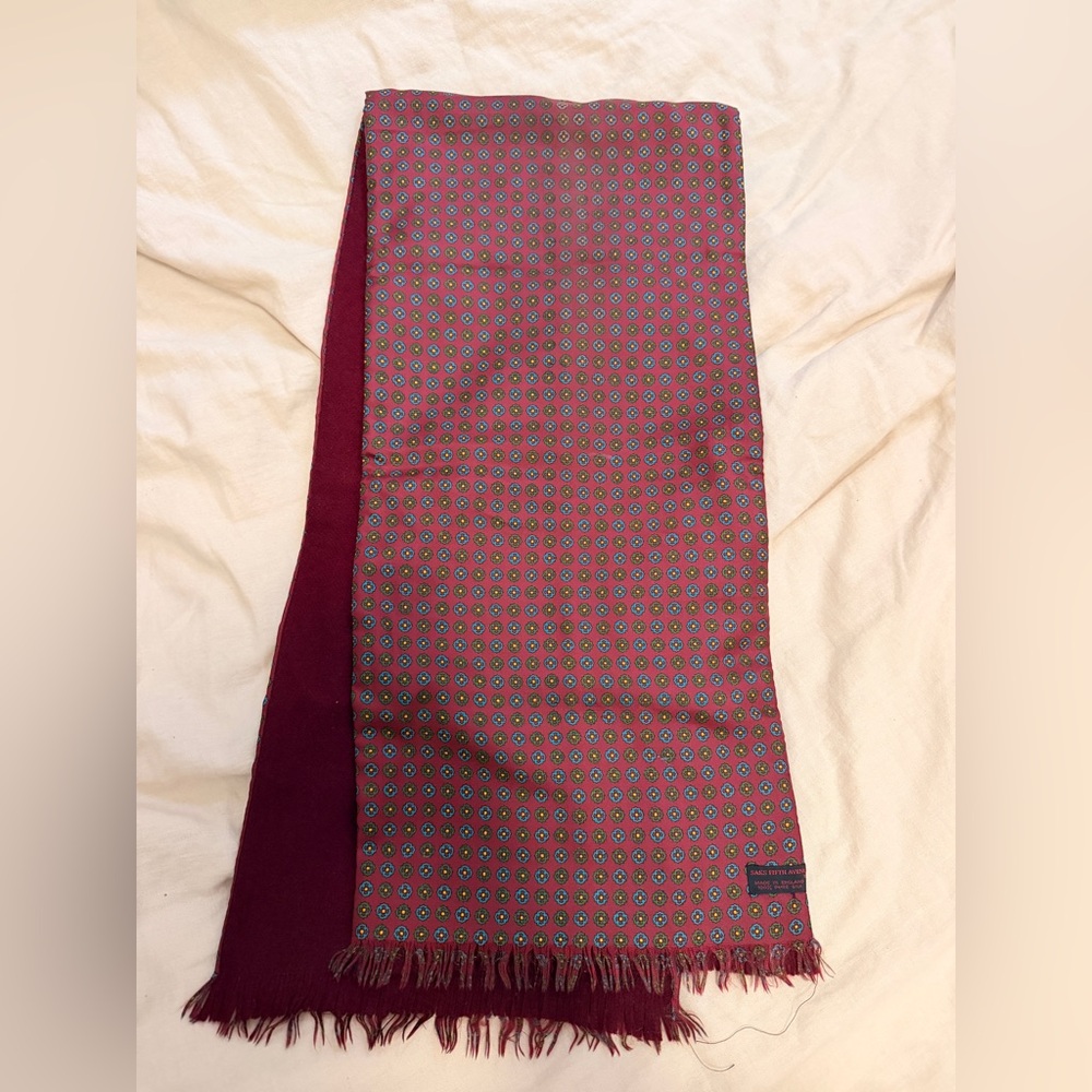 Saks Fifth Avenue Red and Green Geometric Men's Opera Scarf